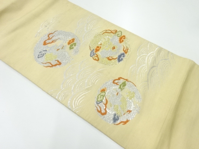 JAPANESE KIMONO / ANTIQUE FUKURO OBI / SILK / WOVEN DRAGON